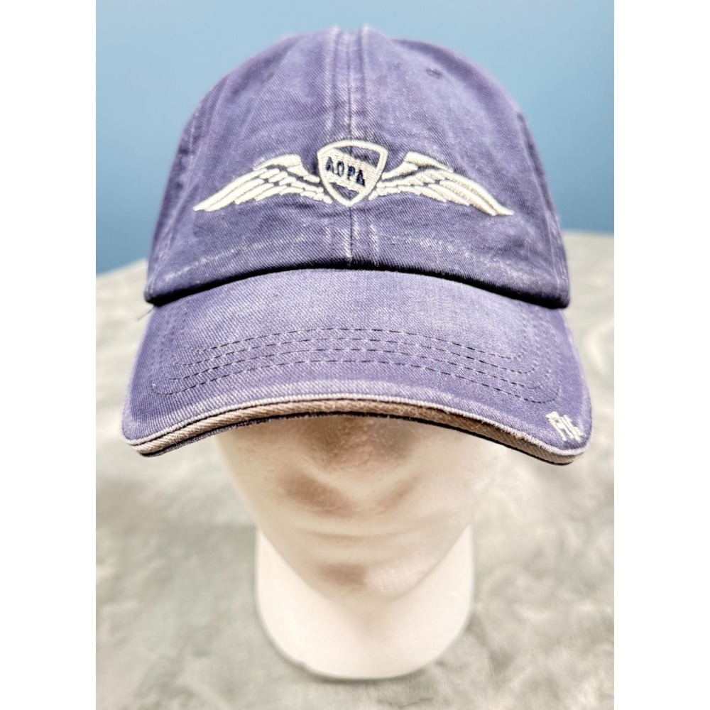 AOPA Fly Mens Baseball Cap Hat Navy Blue Aviator Wings Embroidered Adjustable